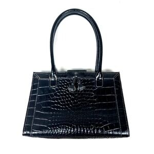 Liz Claiborne Alligator Handbag Tassel‎ Bow Purse Faux Leather Grandmacore Retro